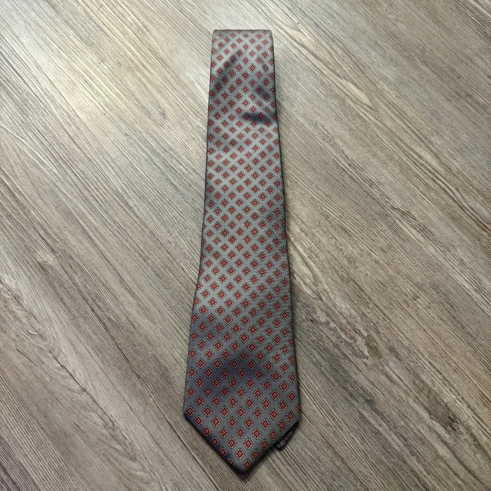 Christian Dior‎ Vintage Made In USA Italian Woven All Slik Geometric Pattern Tie